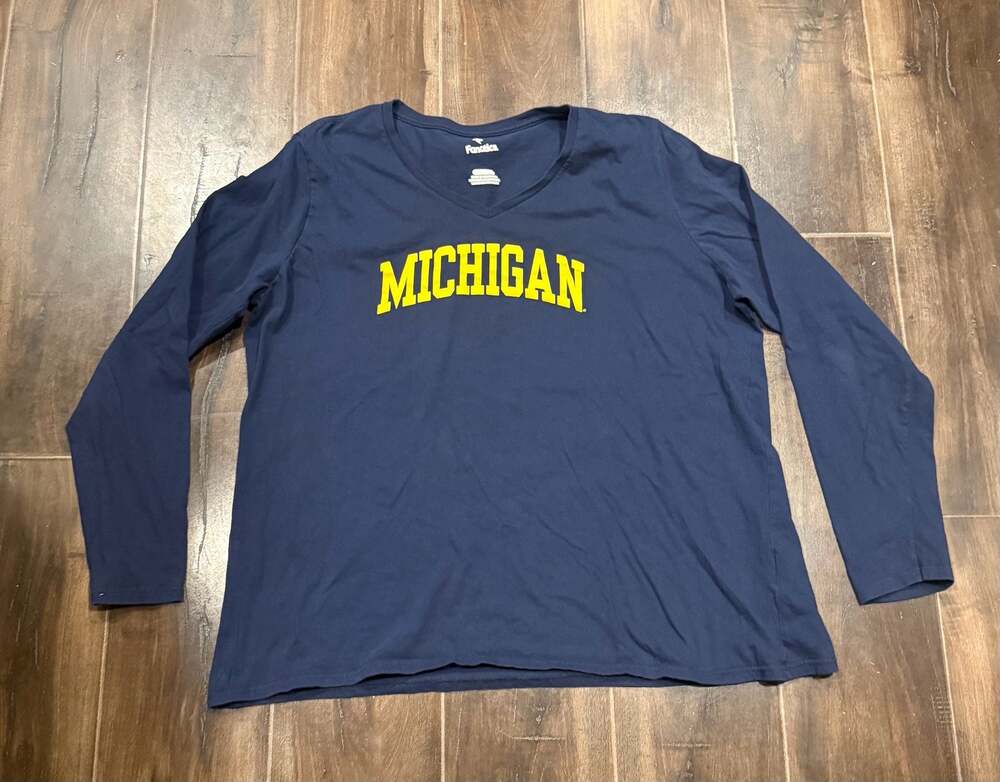 Women's Fanatics Branded Navy Michigan Wolverines Basic Arch Long Sleeve T-Shirt